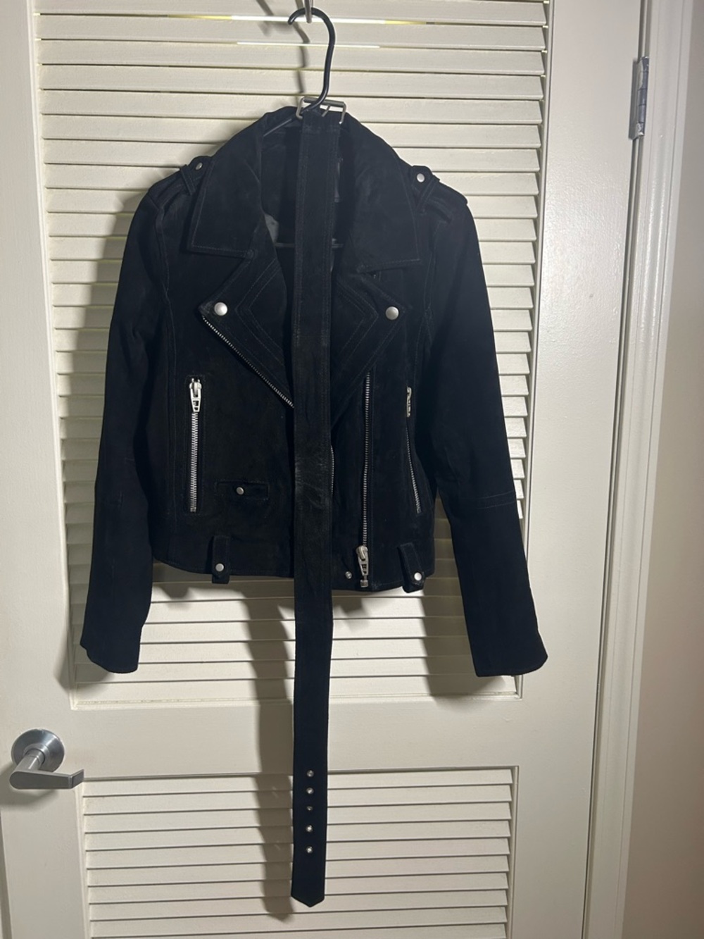 Blank NYC Black Faux Suede Biker Jacket with Belt - Women - Picture 3 of 4